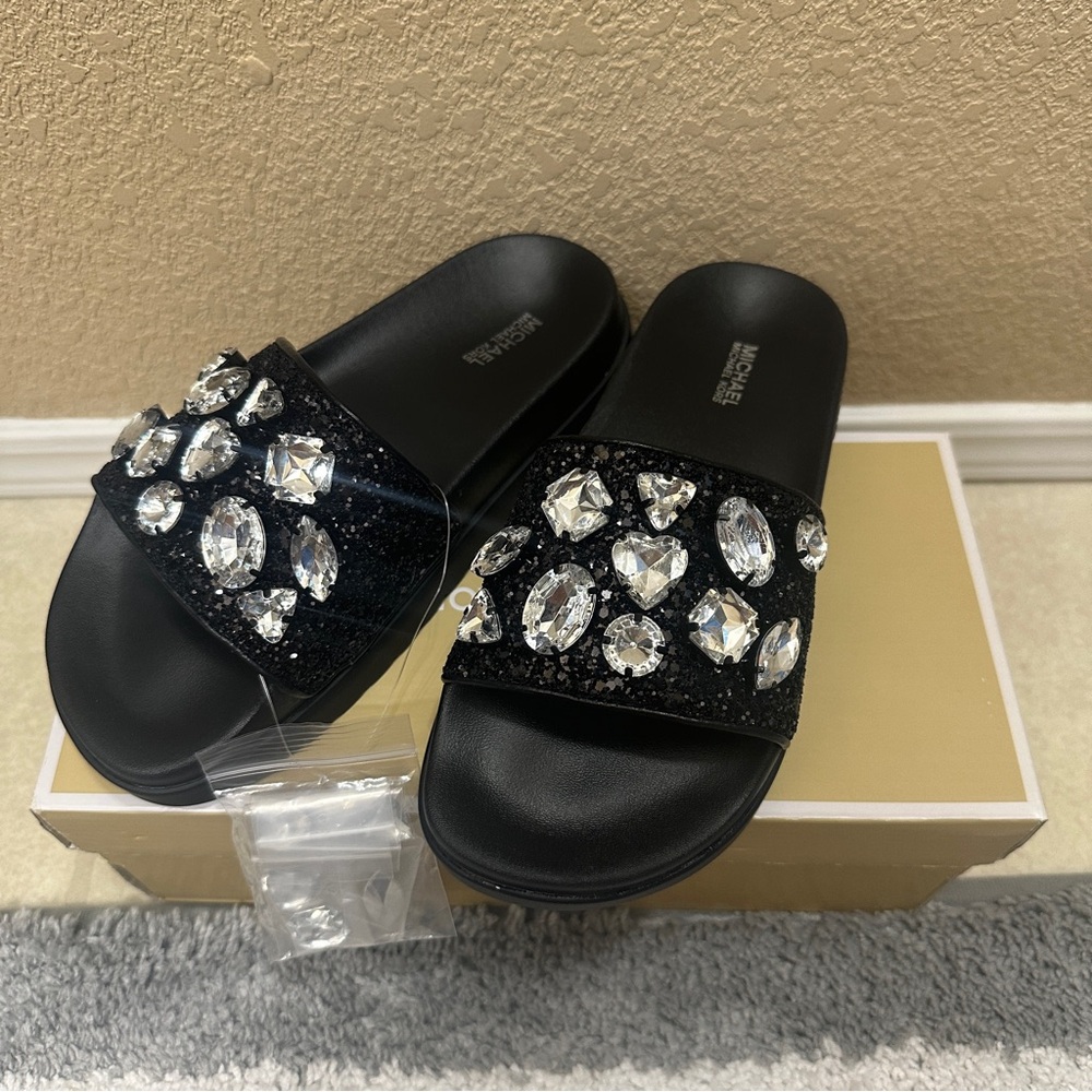 Michael Kors Black Sparkle Sandals with Platform Sole size 6